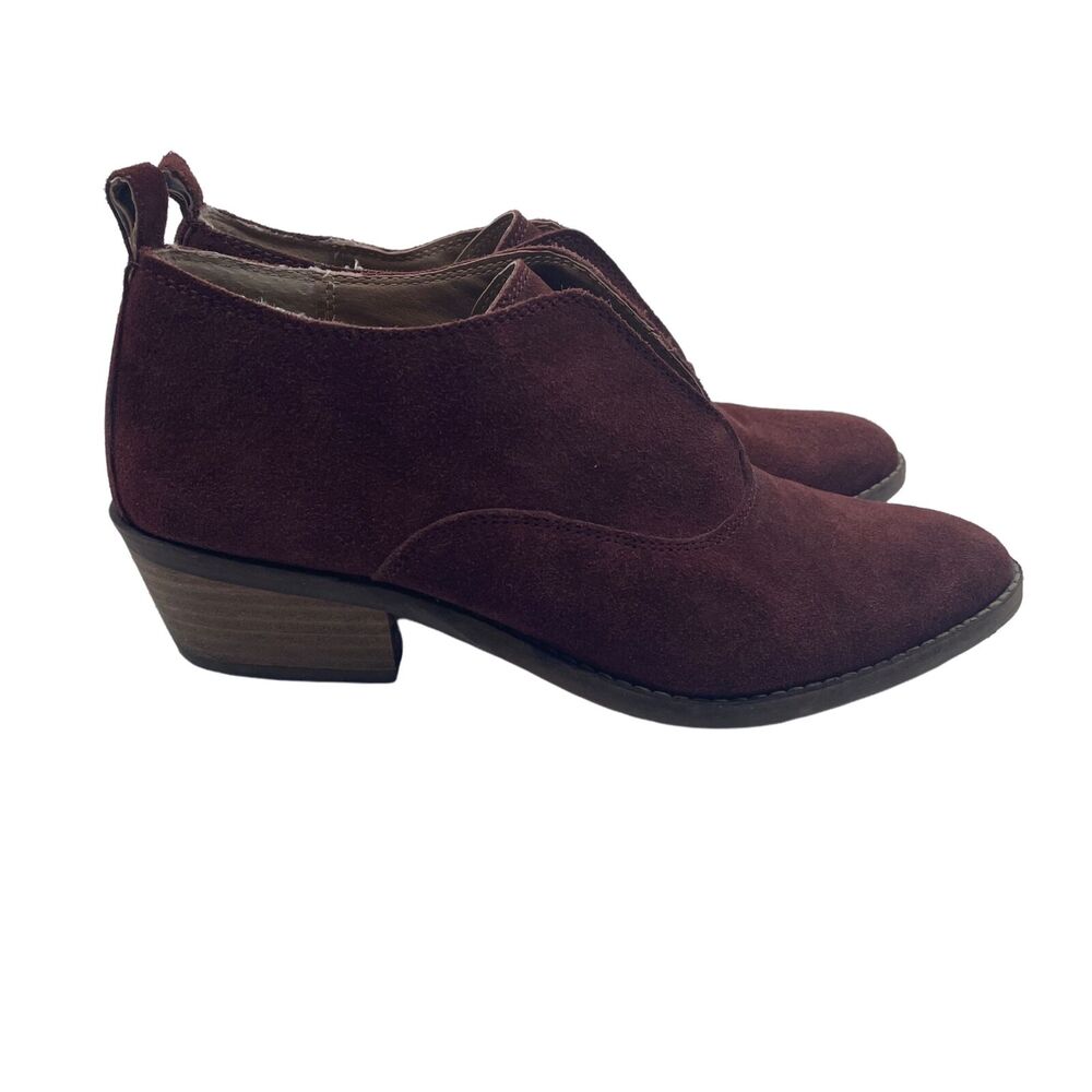 Lucky Brand Fimberly Ankle Booties Suede Leather Red Womens Size 8.5